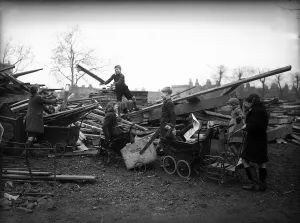 Children collecting firewood from bombed building september 1941 OP136 W376A box 46 y2k