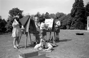 Children at Crarleigh L. C. C. Residential Nursery School look after their pet ducklings