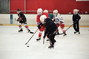 Children enjoying a game of ice hockey during half term at Billingham Forum