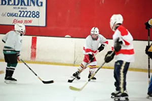 Children enjoying a game of ice hockey during half term at Billingham Forum
