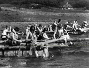 Adventure Prints: Children enjoying their summer holidays by taking part in a raft race organised by Fort