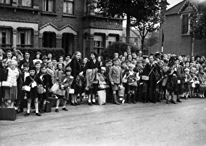 Outbreak Prints: Children evacuated from Lathom Road, East London during World War II. Circa 1939