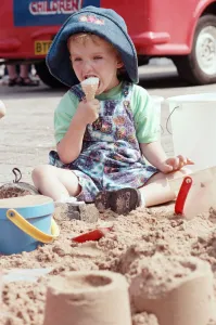 Children from Kids & Co. Nursery spend the morning playing with the sand in