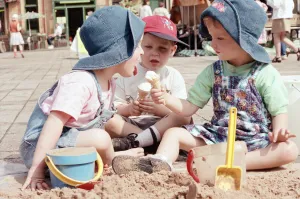 Children from Kids & Co. Nursery spend the morning playing with the sand in