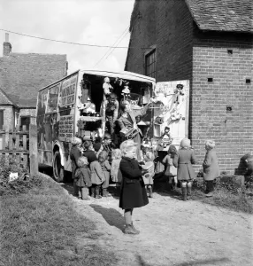Mobile Prints: Children look at goods on display at a Mobile Toy Shop - in Kent