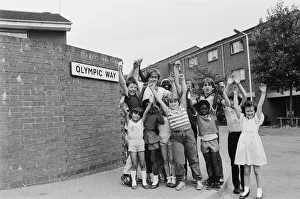 Sign Prints: Children of Olympic Way in London, playing a game on the streets outside their homes