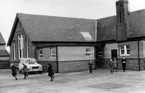 Children outside Beadnell Church of England Aided First School