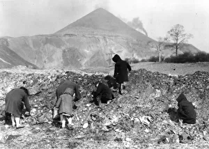 Bygones Prints: Children play on the slag heap at Berry Hill May actually be picking coal