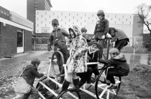 Children playing in the adventure playground at Basildon town centre
