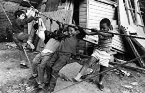 Children playing at an adventure playground in Peckham Road, Southwark