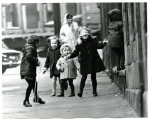 Skipping Rope Prints: Children playing blindmans buff games child 1968 blindfold blindfolded