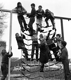 Children: Playing: School Teachers Strike: Children playing in the adventure playground