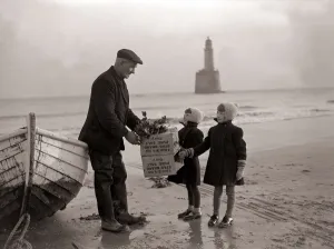 Gifts Prints: Children of the Rattray Head lighthouse keepers hand boatman Old Alick their fathers