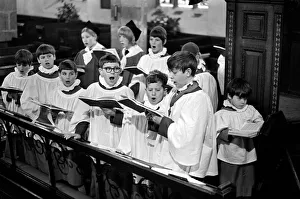 Choirs Prints: Children Singing: Choir of the Saxon Church at Barwick-in-Elmet, near Leeds singing