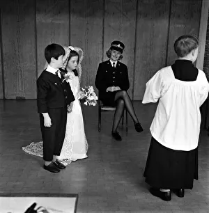 Children wedding has police guard: Police guard for child bride wearing Pilkington