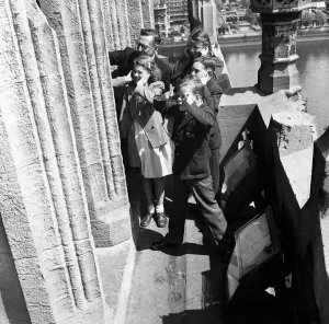 00594 Prints: Children in Westminster Clock Tower, London. Also known by its nickname Big Ben