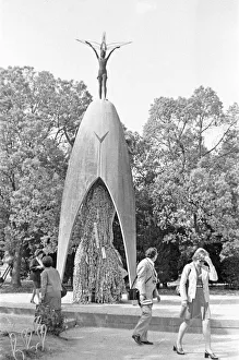 Pacific War Prints: The Childrens Peace Monument in Hiroshima Peace Memorial Park which commemorates