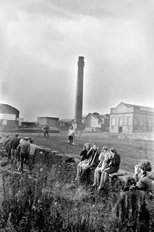 Noise Prints: Mill chimneys in Brook Yard, Hipperholme, near Halifax, were demolished