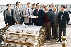 A Chinese delegation headed by Hua Jin Chen (fifth left