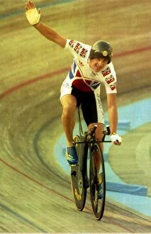 Images Dated 30th July 1992: Chris Boardman Olympic Cyclist wins Gold medal in Barcelona 1992