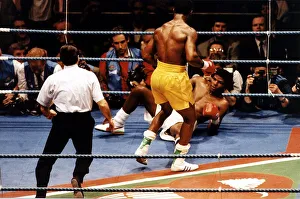 Chris Eubank Boxer Knocks Down Sugar Boy Malinga during their fight in Birmingham