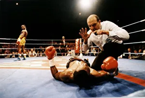 Chris Eubank Boxer looks on in his familiar pose after knocking out John Jarvis