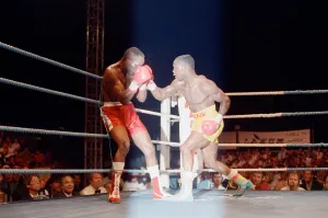 Chris Eubank defends his WBO super-middleweight title against Ron Essett at the Quinta do