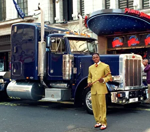 Suit Prints: Chris Eubank in front of his Peterbilt Lorry September 1997 after announcing his comeback