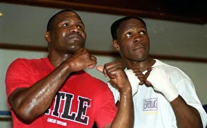 Chris Eubank (R) boxing September 1997 training in boxing ring with sparring partner