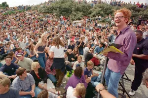 00969 Prints: Chris Evans, DJ on Radio One, presents the Radio One Roadshow from Tenby in South Wales