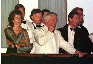 Chris Patten Governor of Hong Kong for Handover June 1997 watches the Beating the Retreat
