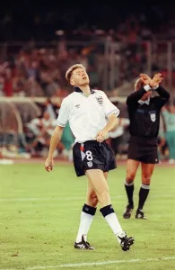 Chris Waddle Football looks up to the heavens after missing a penalty in the 1990 World