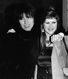 Chrissie Hynde singer with The Pretenders pop group 1985 with Kirsty McCall