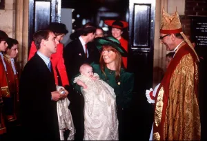 Christening of Princess Beatrice, December 1988 The Duke ad Duchess of York with