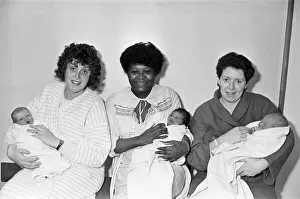 00523 Prints: Christmas Day babies at Huddersfield Royal Infirmary (l-r
