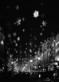 Christmas decorations on Regent Street. December 1958