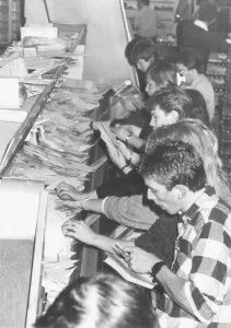 Royal Mail Prints: Christmas post panic at the Torquay sorting office in December 1985