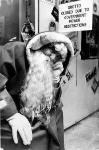 Store Prints: Christmas - A saddened Father Christmas at David Morgans store in Cardiff