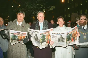 00885 Prints: Christopher Biggins and Barry Chuckle Christmas light switch on at Broad Street