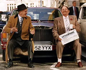 Christopher Hill Littleswoods pools winner sitting on Rolls Royce car bumper with actor