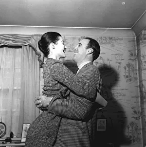 Christopher Lee actor hugs his wife Gitte Lee March 1962