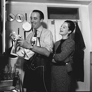 Christopher Lee actor with his wife Gitte Lee March 1962 watching him do