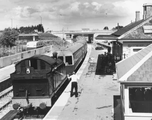 Locomotive Prints: Churston station with the new bridge in situ on a summers day in the 1980s