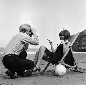 Deckchair Prints: Cilla Black and her manager Bobby Willis on a beach on the Northumbrian coast