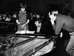 Cilla Black pop singer entertainer with Burt Bacharach and recording manager George