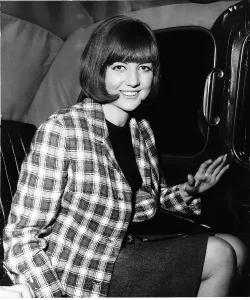 Cilla Black TV Personality and former pop star inside a taxi May 1964
