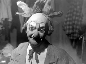A Circus clown prepares for his performance in the big top 1949 circa 1949