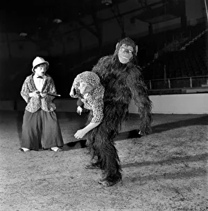 Clowns Prints: Circus Clowns Big game hunter Charlie tries to capture escaped gorilla Elvira