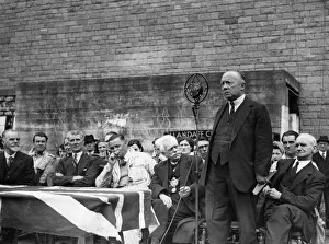 Castle Prints: Civic leader addressing Cardiffs Wings For Victory indicator ceremony. May 1943