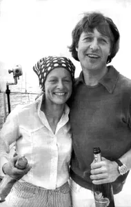 Clare Francis and husband Jacques Redon celebrate reunion after her voyage in